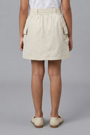 Cream Skirt with Elastic Waist S1006