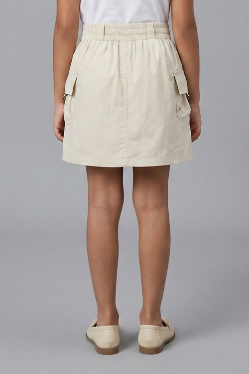 Cream Skirt with Elastic Waist S1006
