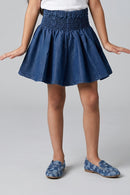 Elastic Waist Flared Fit Denim Skater Skirt S679