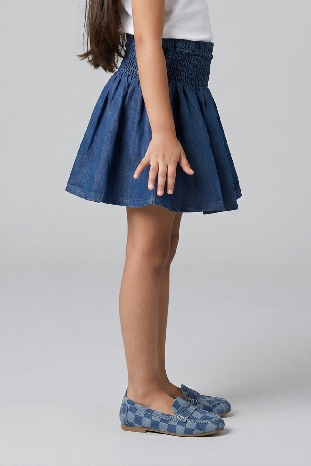 Elastic Waist Flared Fit Denim Skater Skirt S679