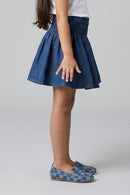 Elastic Waist Flared Fit Denim Skater Skirt S679
