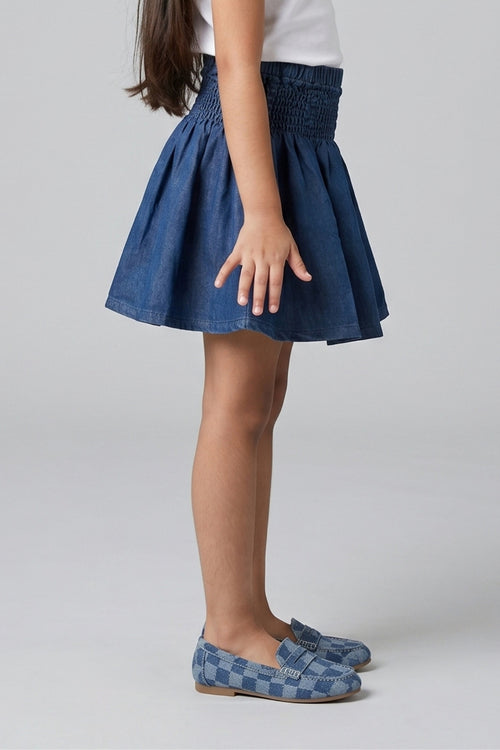 Elastic Waist Flared Fit Denim Skater Skirt S679
