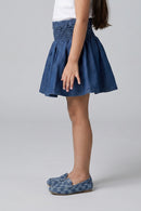 Elastic Waist Flared Fit Denim Skater Skirt S679