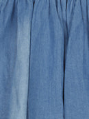 Girls Blue Smocked Denim Skirt