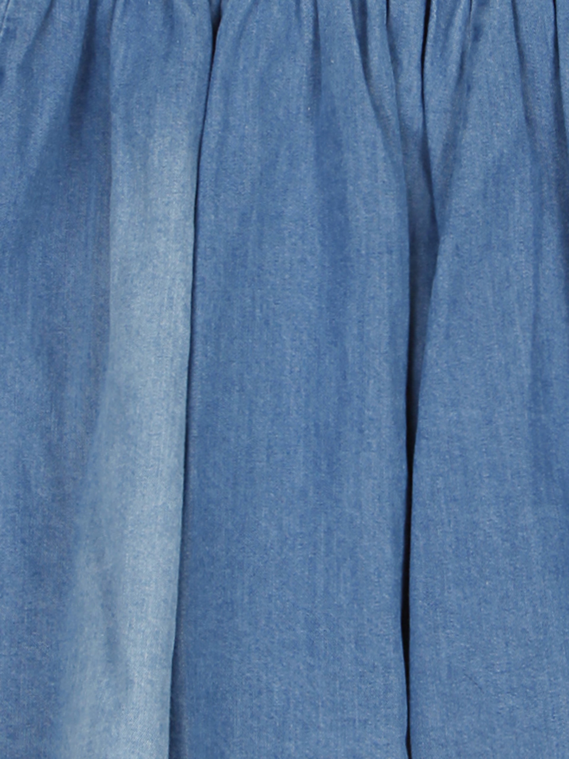 Girls Blue Smocked Denim Skirt