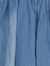 Girls Blue Smocked Denim Skirt