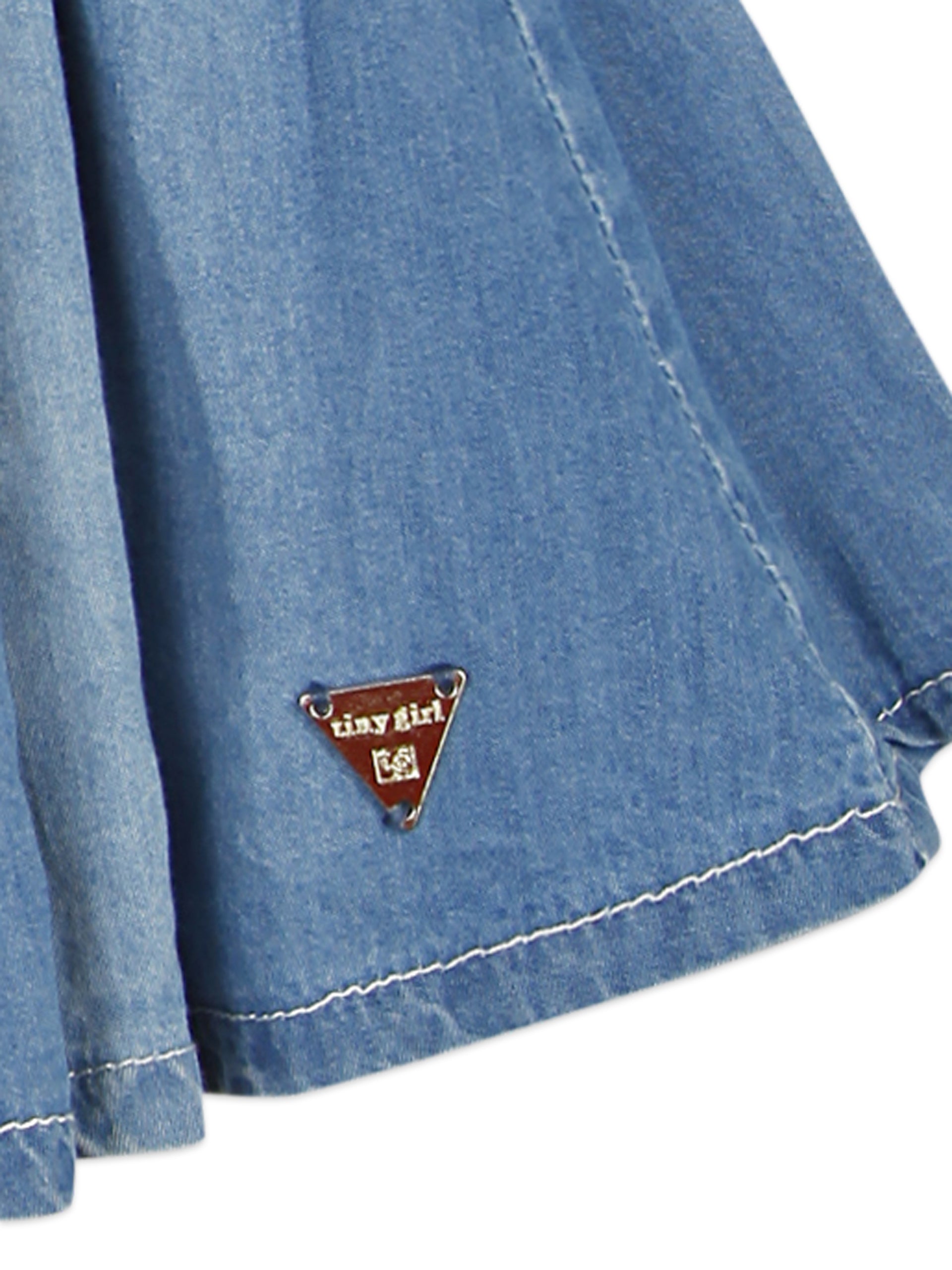 Girls Blue Smocked Denim Skirt