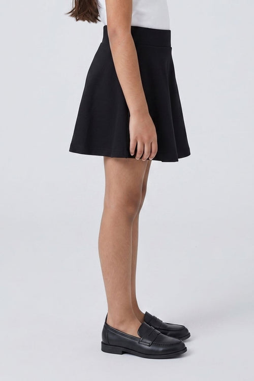 Girls Black Pleated Knit Skirt 801