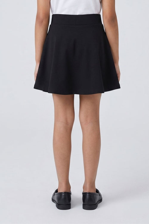 Girls Black Pleated Knit Skirt S801