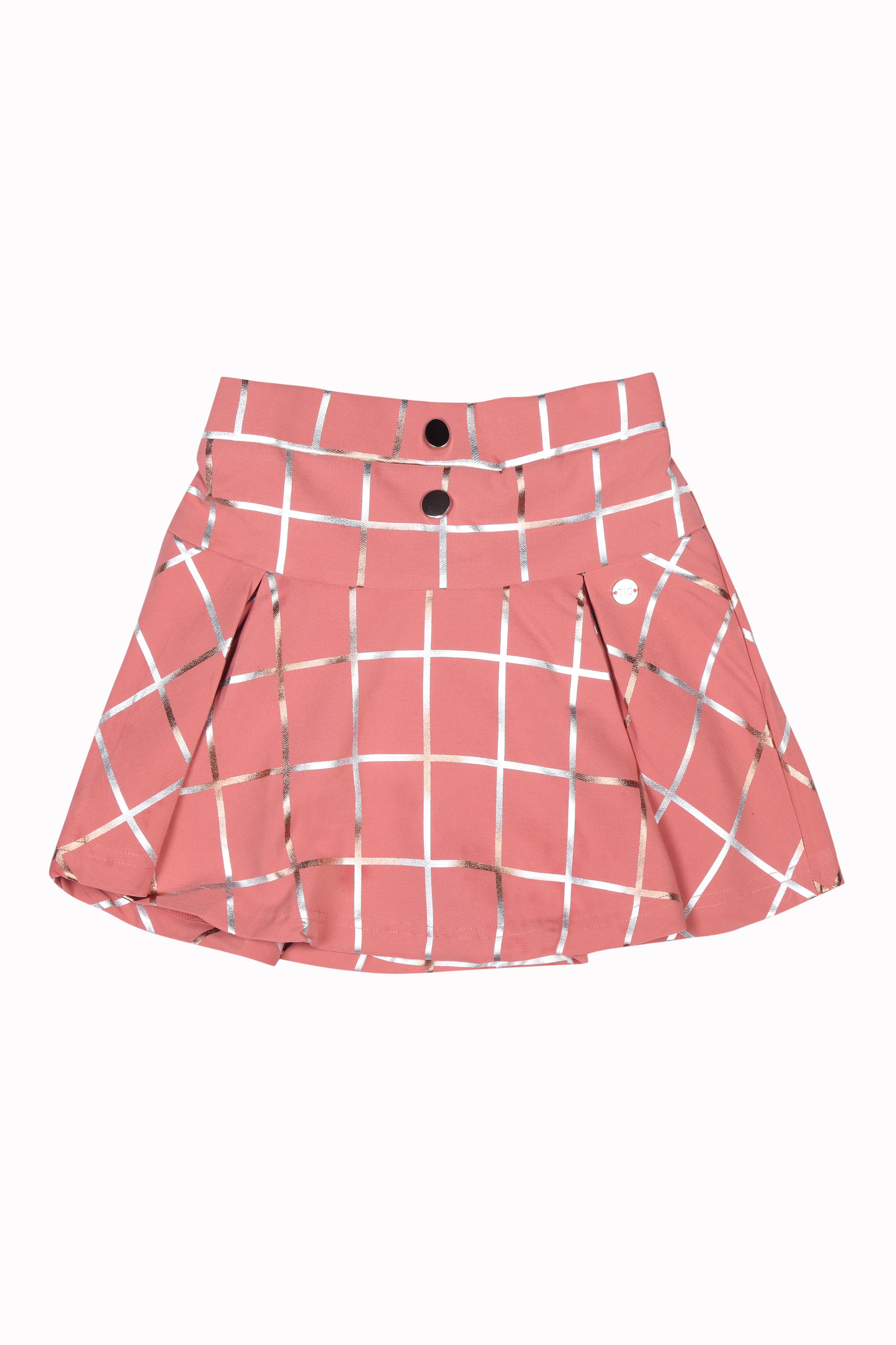 Onion Pink Checkered Skirt S833