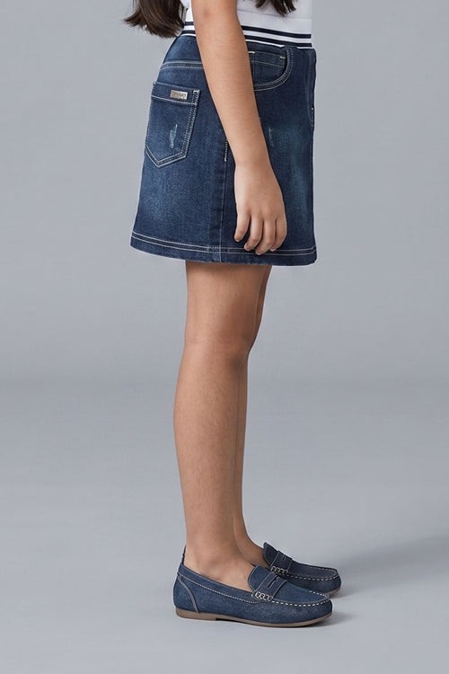 Girls Dark Denim Skirt