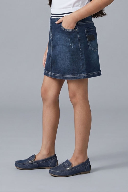 Girls Dark Denim Skirt