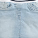 Tiny Girl Light Blue Denim Skirt with Striped Waistband for Girls