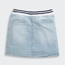 Tiny Girl Light Blue Denim Skirt with Striped Waistband for Girls