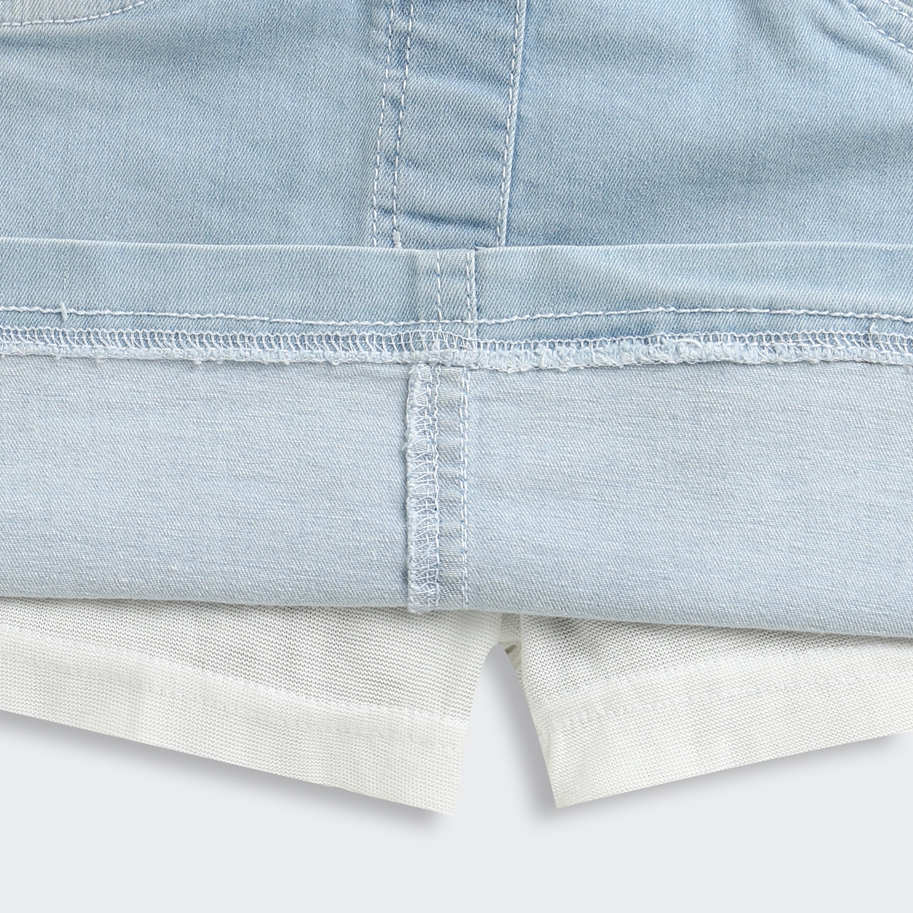 Tiny Girl Light Blue Denim Skirt with Striped Waistband for Girls