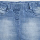 Light Blue Denim Skirt with Frayed Hem S873