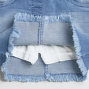 Light Blue Denim Skirt with Frayed Hem S873