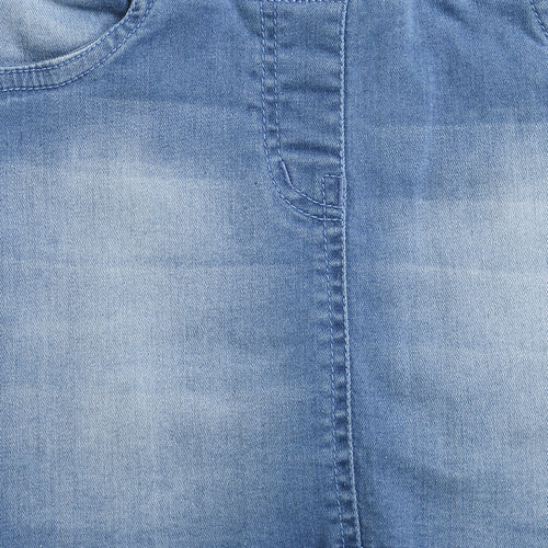 Light Blue Denim Skirt with Frayed Hem S873