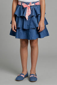 Light Blue Kids Ruffle Skirt S880