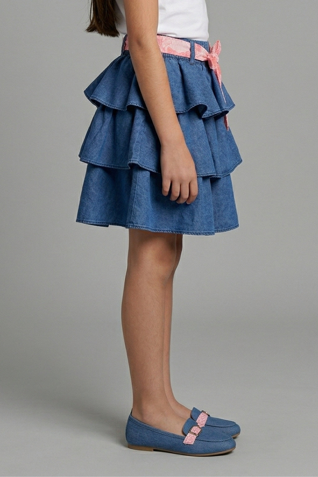 Light Blue Kids Ruffle Skirt S880