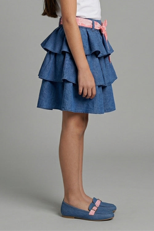 Light Blue Kids Ruffle Skirt S880