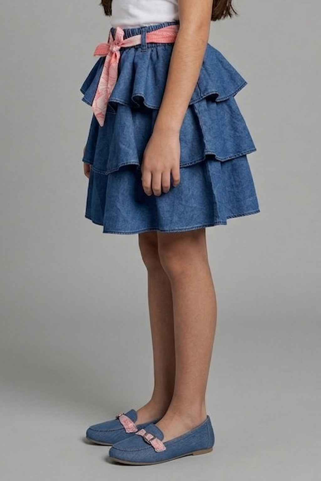 Light Blue Kids Ruffle Skirt S880