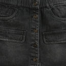 Black Denim Button-Front Skirt for Girls S892