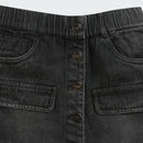 Black Denim Button-Front Skirt for Girls S892