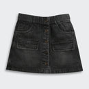 Black Denim Button-Front Skirt for Girls S892