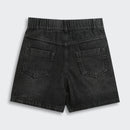 Black Denim Button-Front Skirt for Girls S892