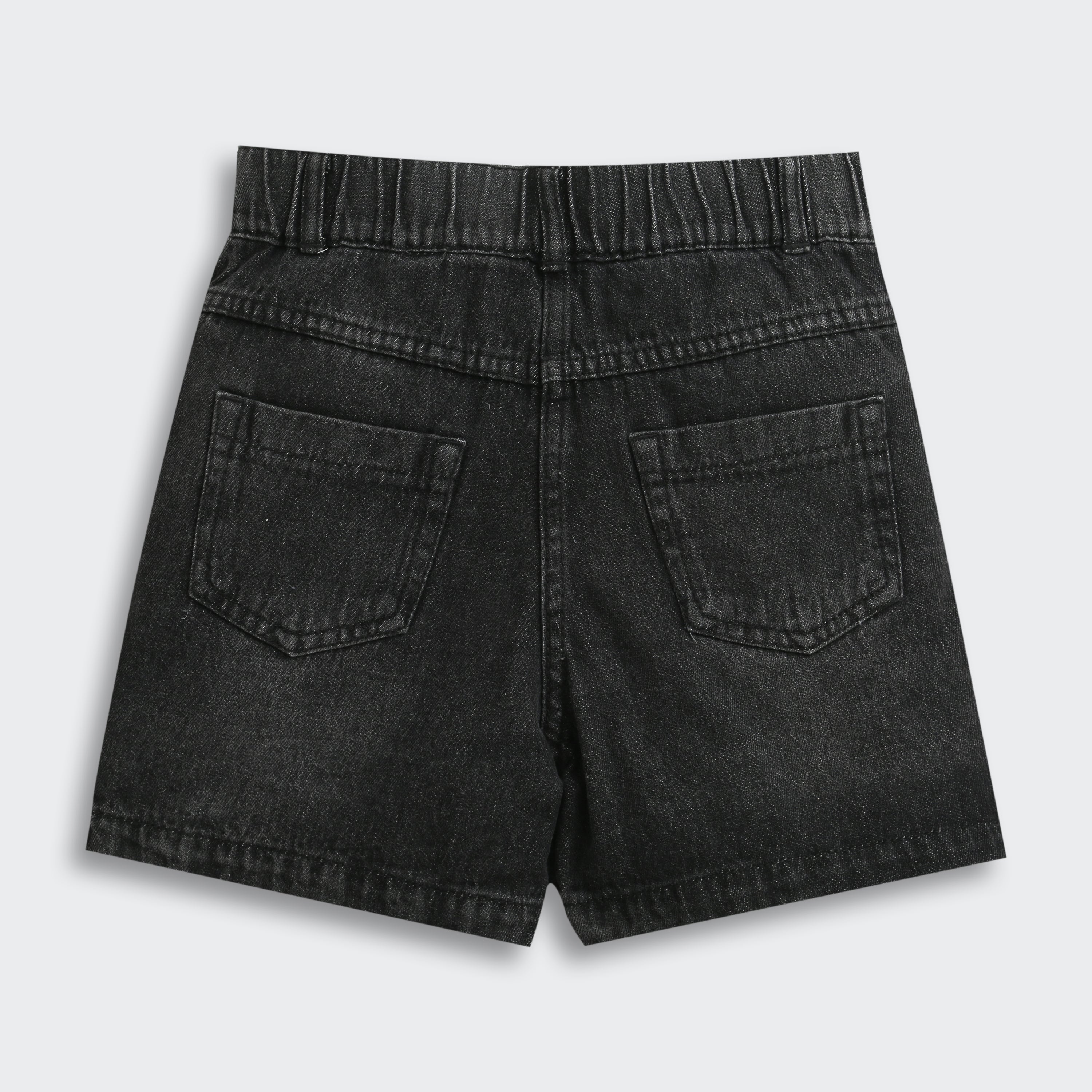 Black Denim Button-Front Skirt for Girls S892