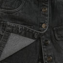 Black Denim Button-Front Skirt for Girls S892