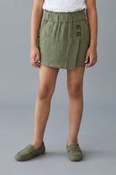 Girls Olive Textured Skirt 893