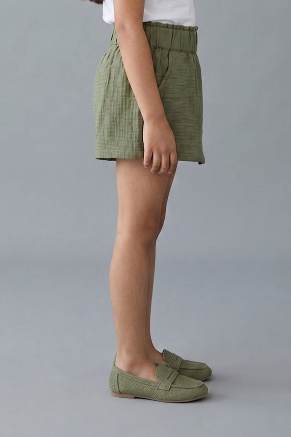 Girls Olive Textured Skirt 893