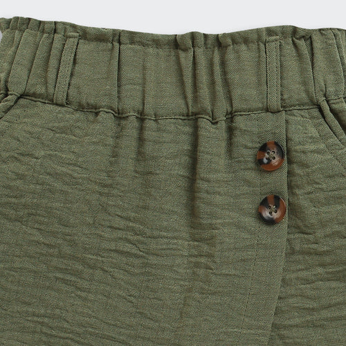 Girls Olive Textured Skirt 893