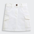White Skirt with Cargo Pockets for Girls S900