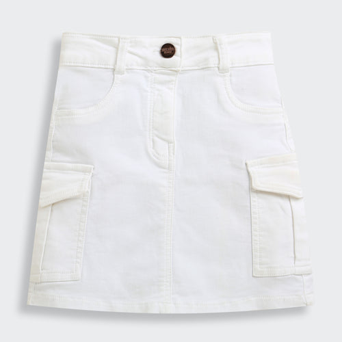 White Skirt with Cargo Pockets for Girls S900