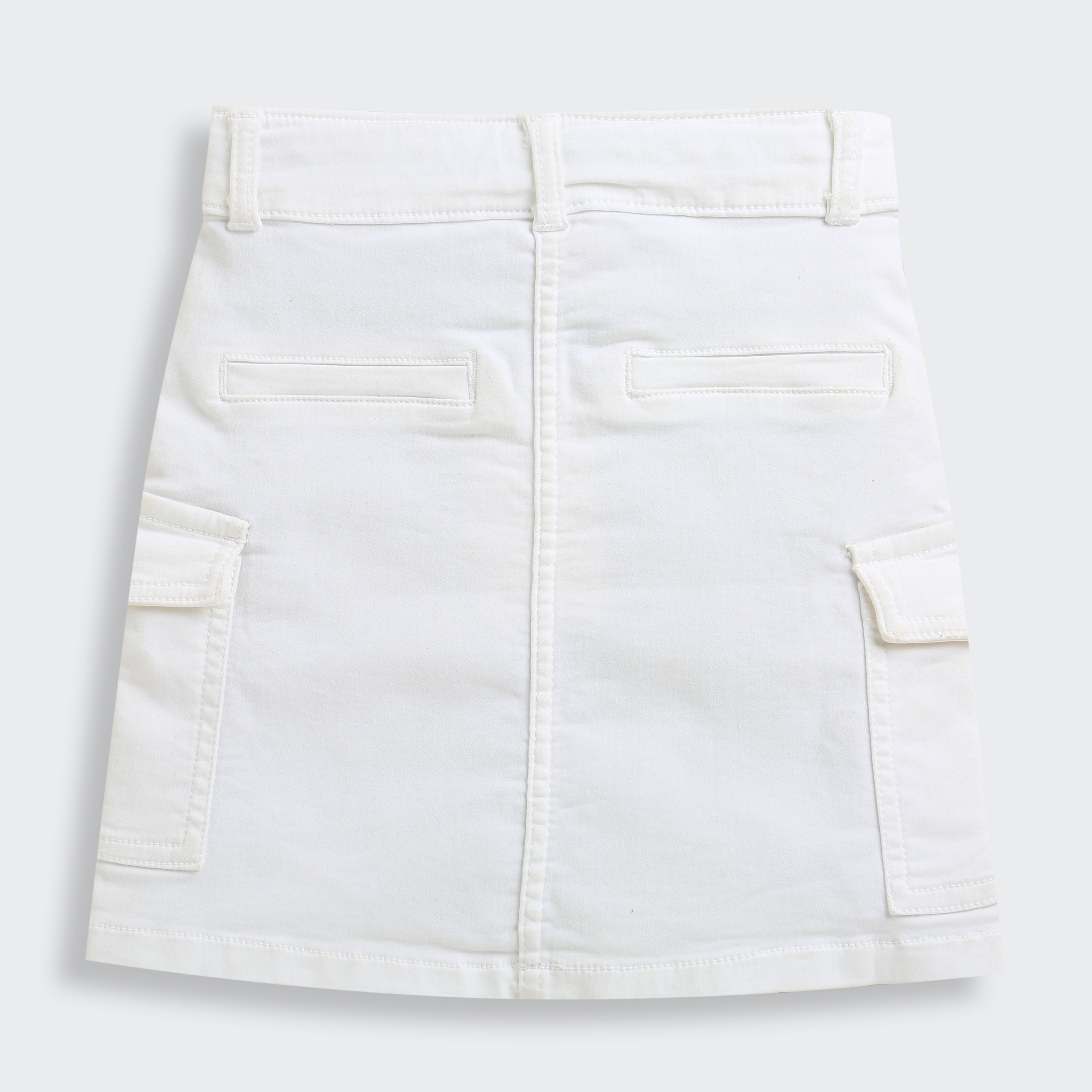 White Skirt with Cargo Pockets for Girls S900