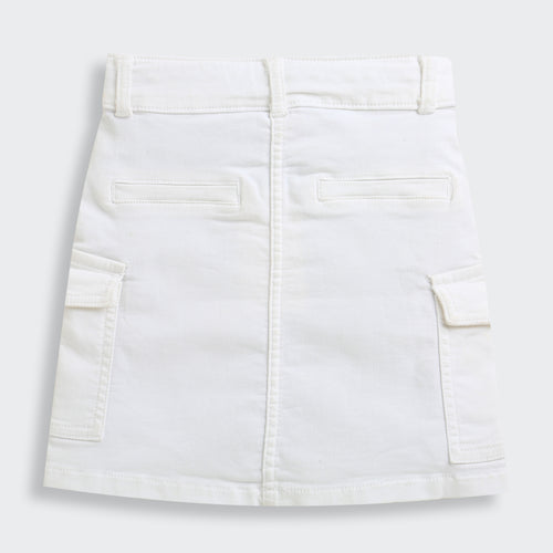 White Skirt with Cargo Pockets for Girls S900