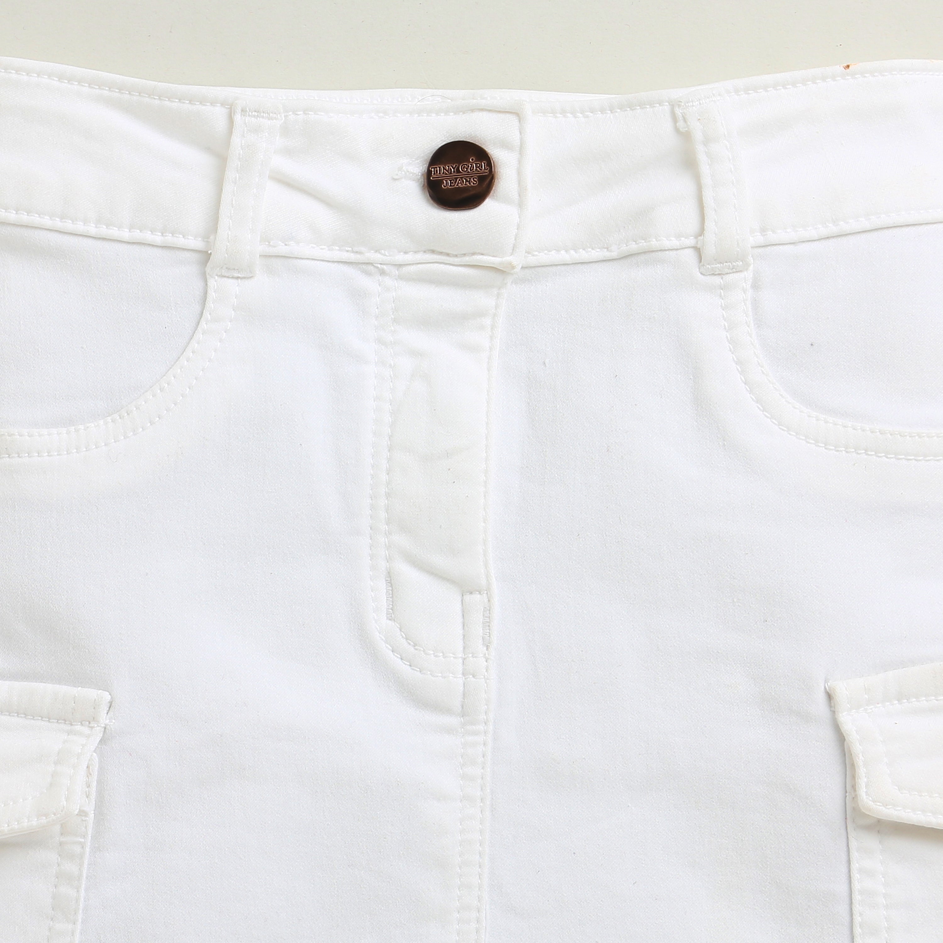 White Skirt with Cargo Pockets for Girls S900