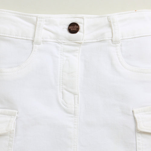 White Skirt with Cargo Pockets for Girls S900