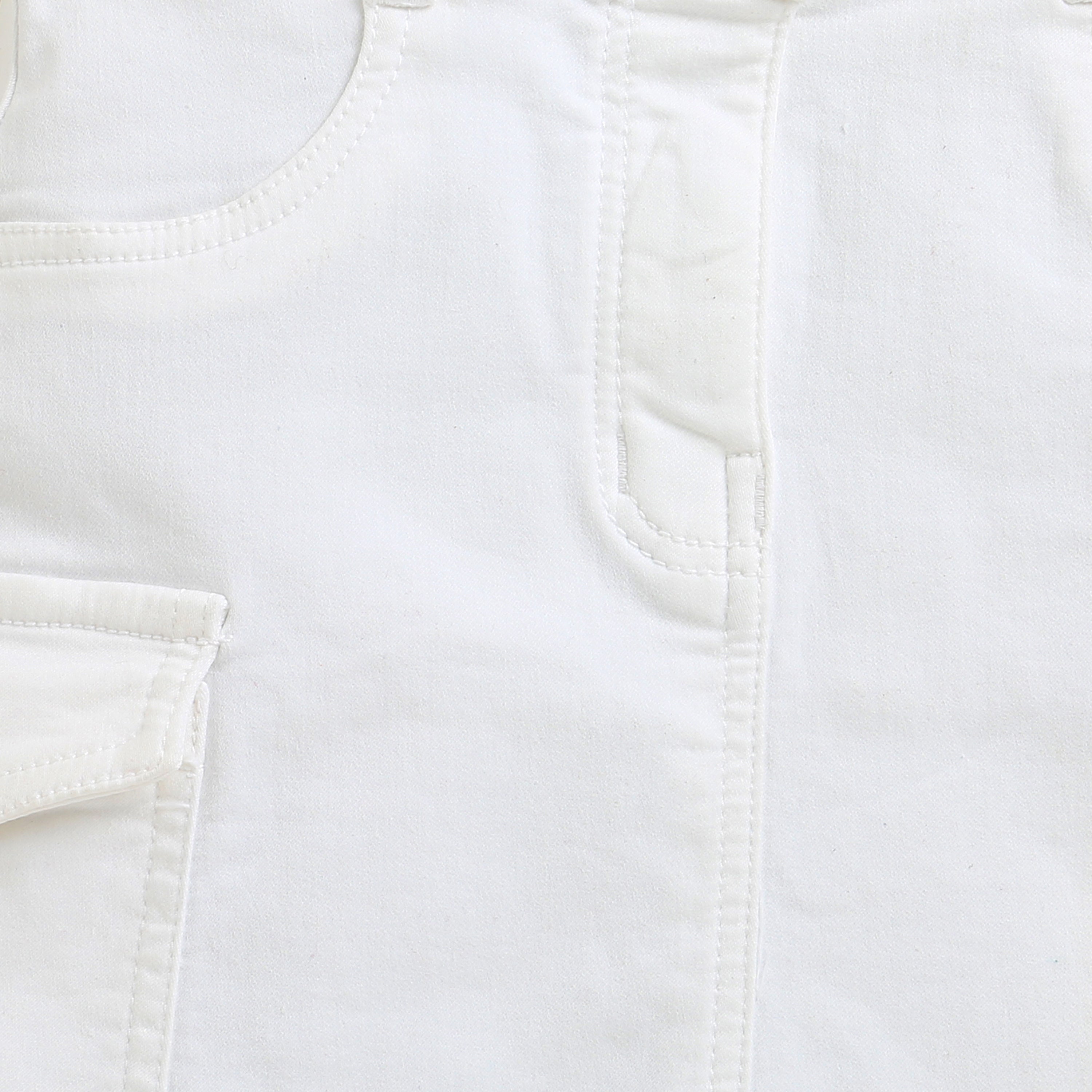 White Skirt with Cargo Pockets for Girls S900