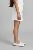 White Skirt with Cargo Pockets for Girls S900