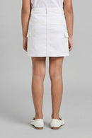 White Skirt with Cargo Pockets for Girls S900