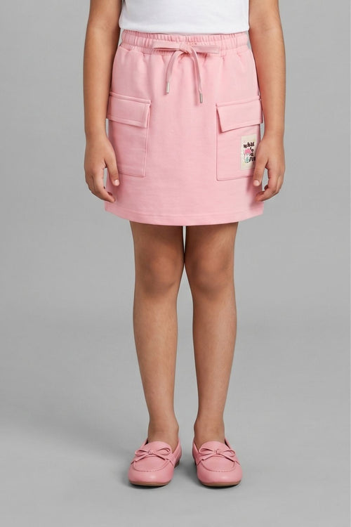 Peach Skirt with Drawstring Waist for Girls S901
