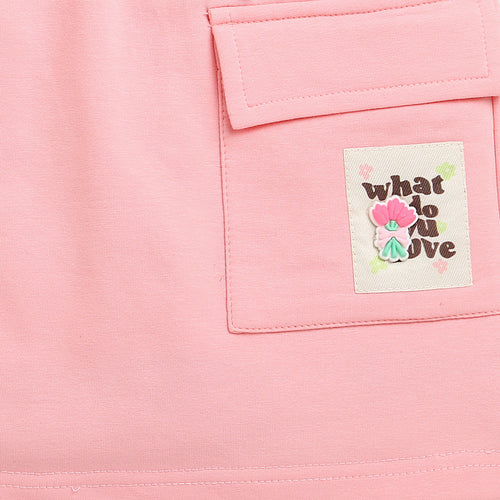 Peach Skirt with Drawstring Waist for Girls S901