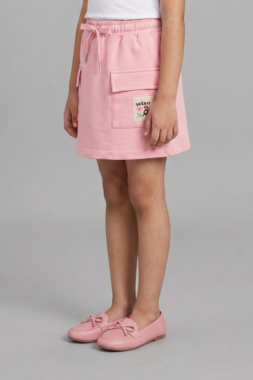 Peach Skirt with Drawstring Waist for Girls S901