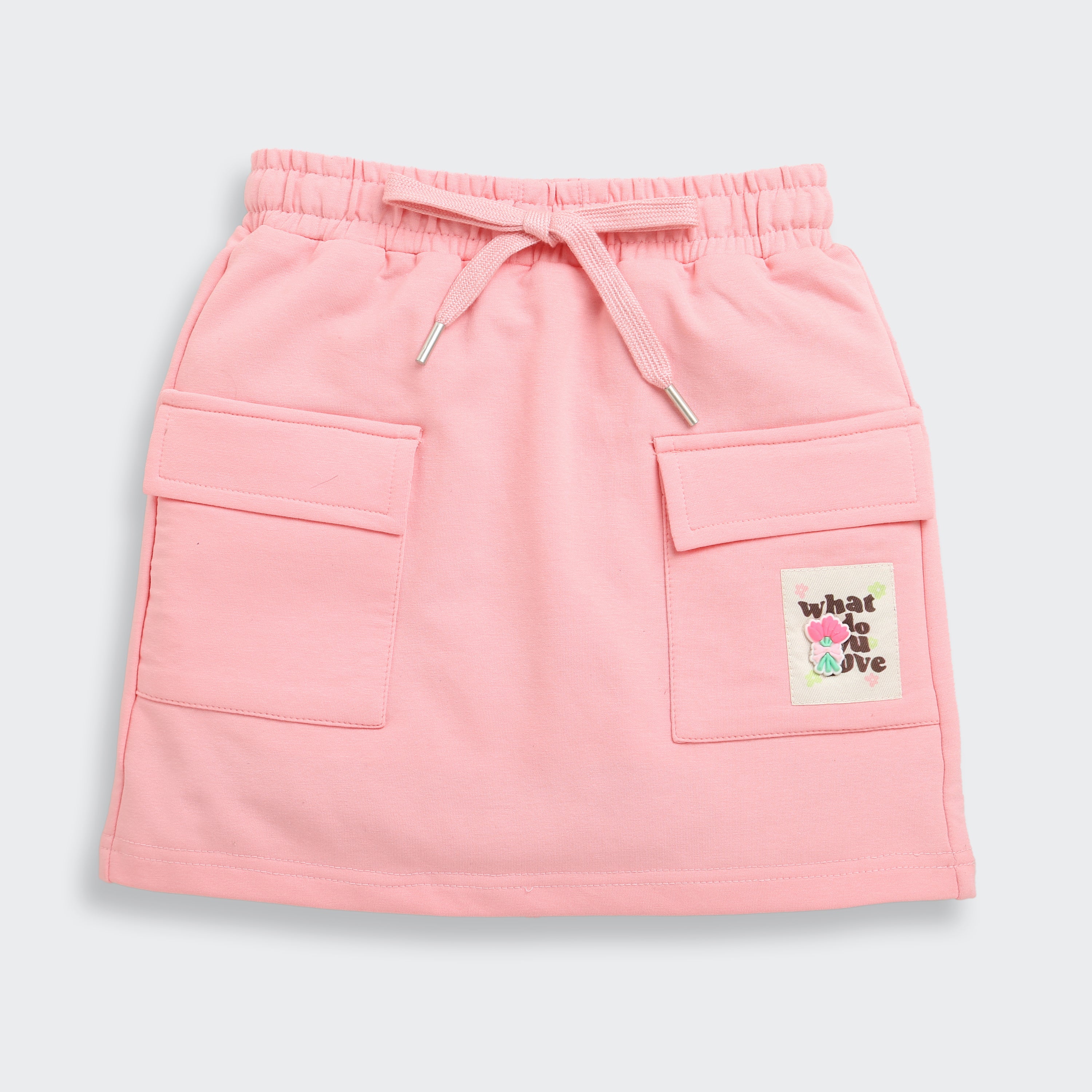 Peach Skirt with Drawstring Waist for Girls S901