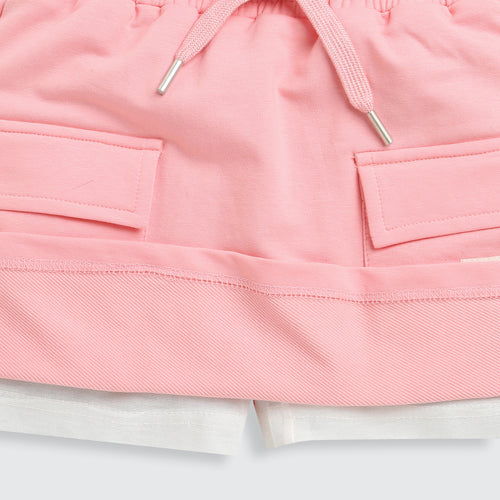 Peach Skirt with Drawstring Waist for Girls S901