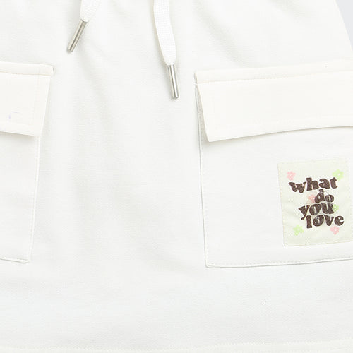 White Skirt with Drawstring Waist S901
